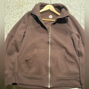 Oversized full zip scuba in Espresso